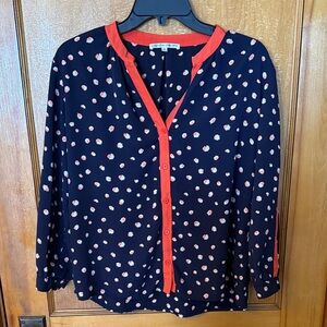 Collective Concepts Navy Blouse with Red Accents